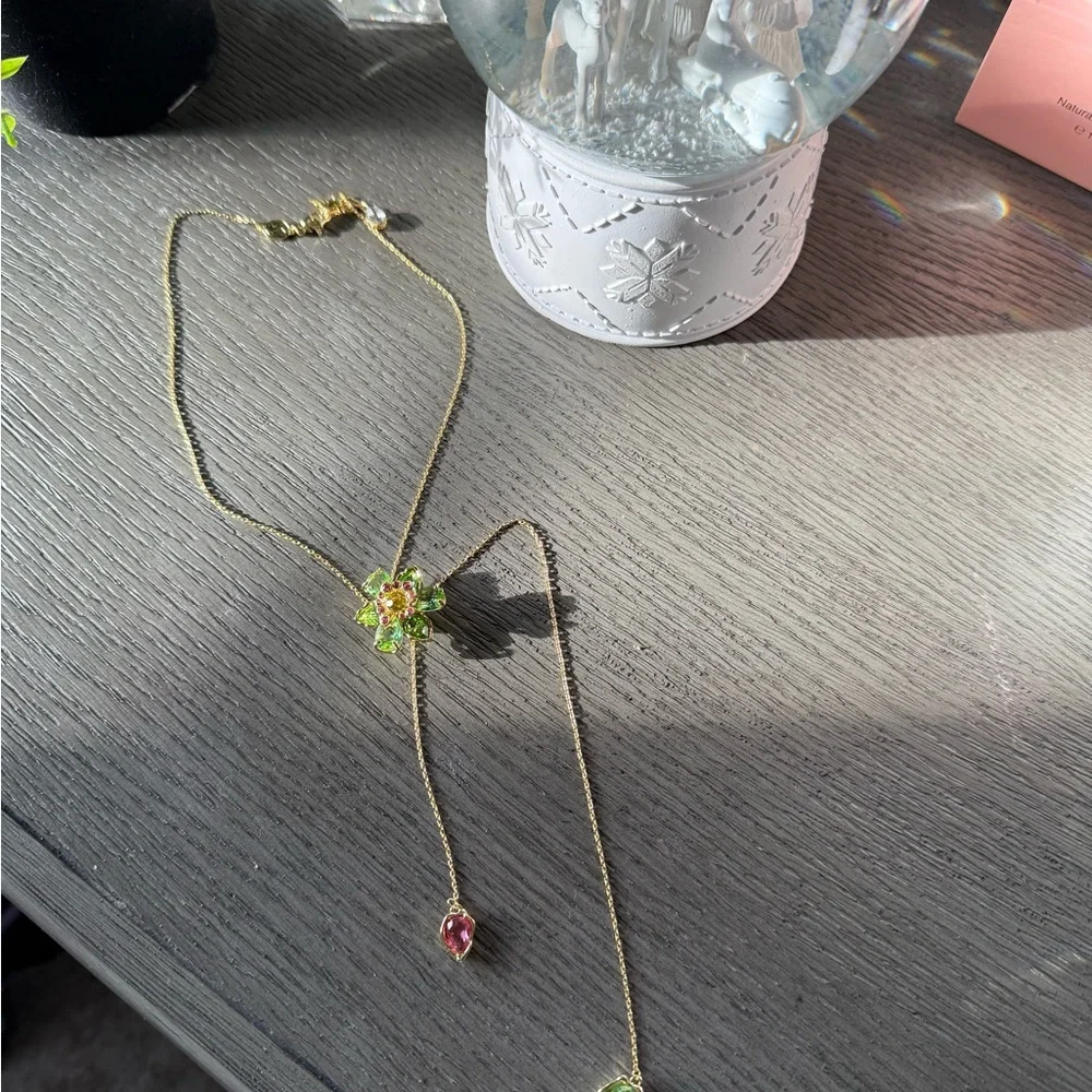 Swarovski Idyllia Y Pendant Mixed Cuts Green Multicolor Slider Necklace - Picture 2 of 12